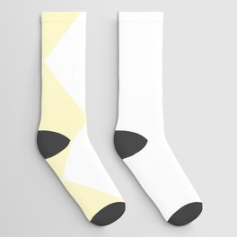 Butter Yellow Diamond Checkered and Solid White Vertical Split   Socks