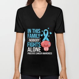 Prostate Cancer Blue Ribbon Survivor Awareness V Neck T Shirt