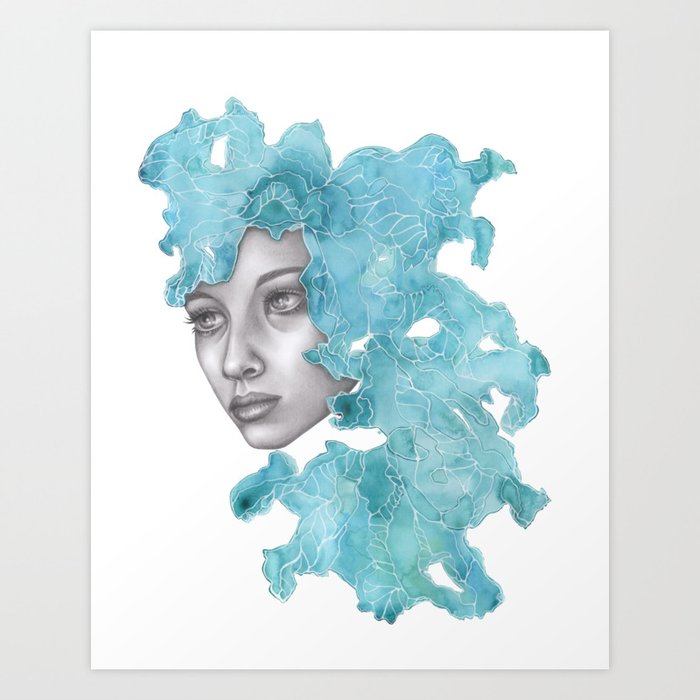 Strange Lady - Aqua Art Print