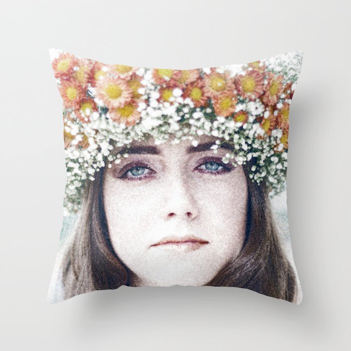 Face flower Throw Pillow