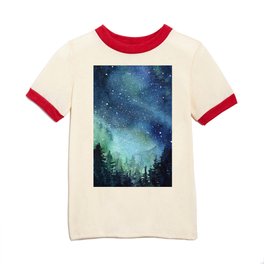 Galaxy Watercolor Aurora Borealis Painting Kids T Shirt