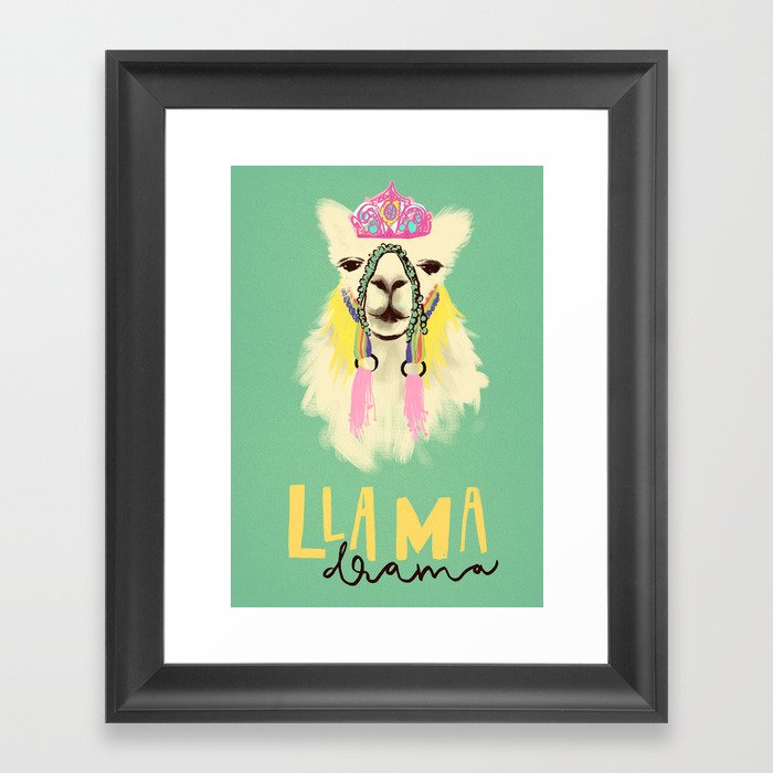 Llama drama queen Framed Art Print