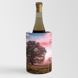 Field Morning Sunrise Dawn Nature Landscape Pink Sky Lone Tree Solitary Wine Chiller