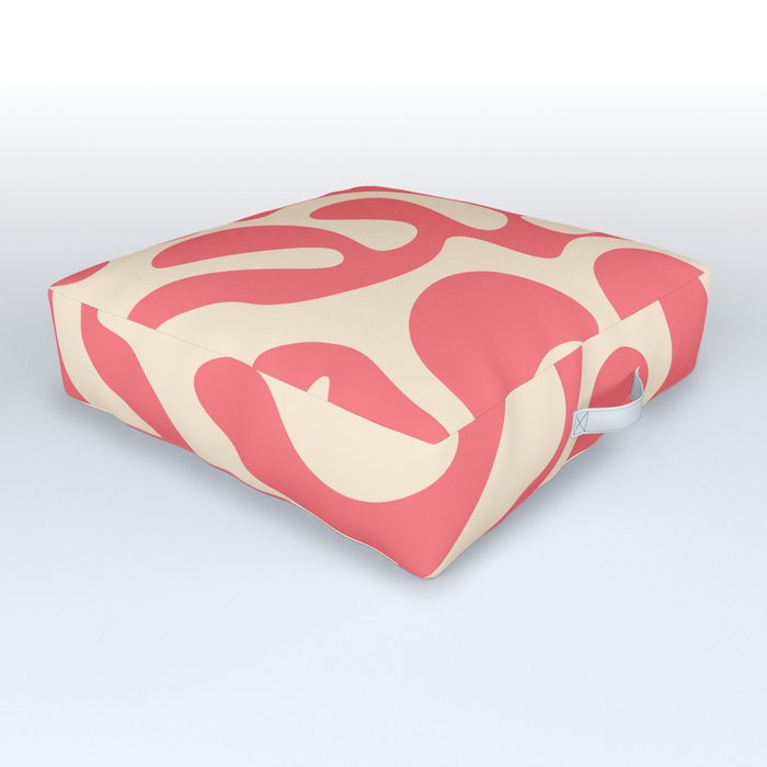 Abstract Mid century Modern Shapes pattern - Pink Outdoor Floor Cushion