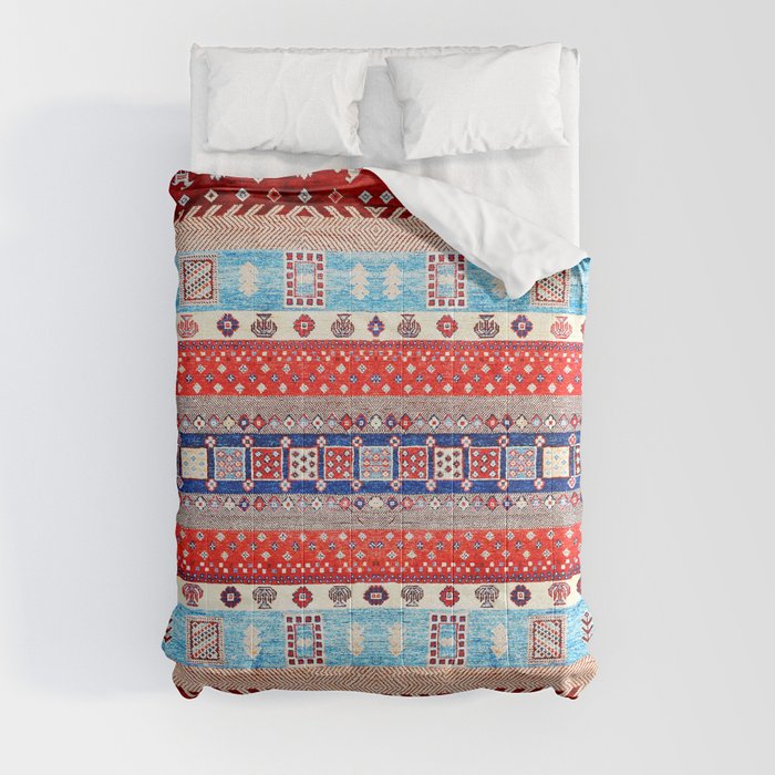 N187 - Red Oriental Boho Handmade Moroccan Style Comforter