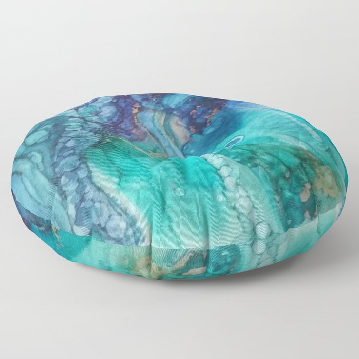 Under the Sea in alcohol inks Floor Pillow