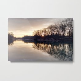 Sunrise along the Meramec Metal Print | Mirror, Digital, Trees, Meramecriver, Missouri, Sunrise, Color, Photo 