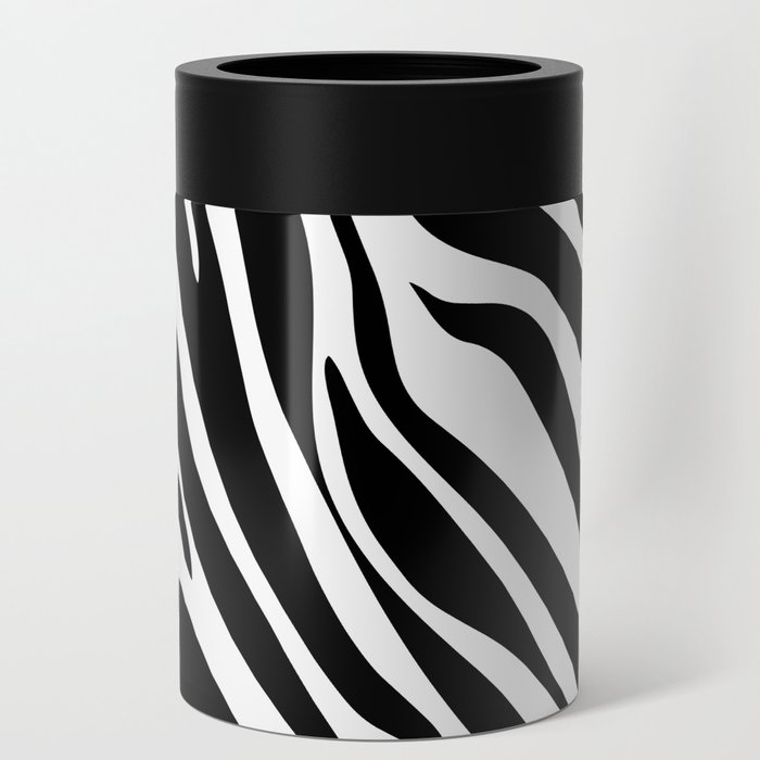 Mid Century Modern Zebra Print Pattern - Black and White Can Cooler