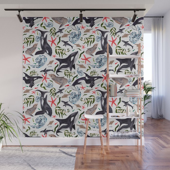 Orcas and Seals Wall Mural