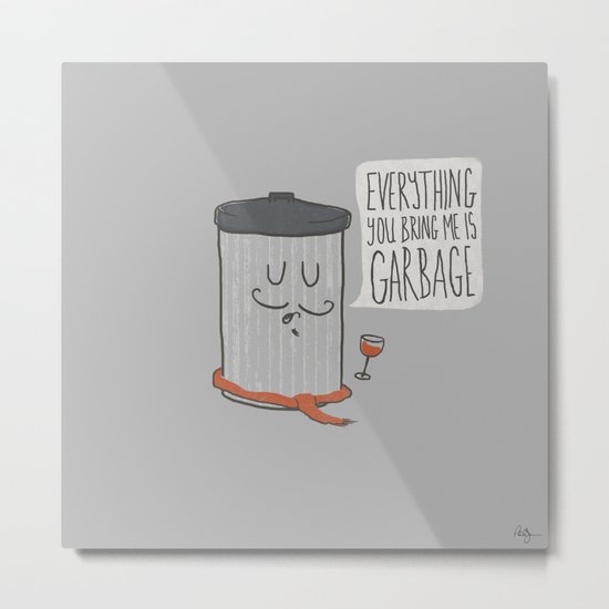 French Trash Can Metal Print