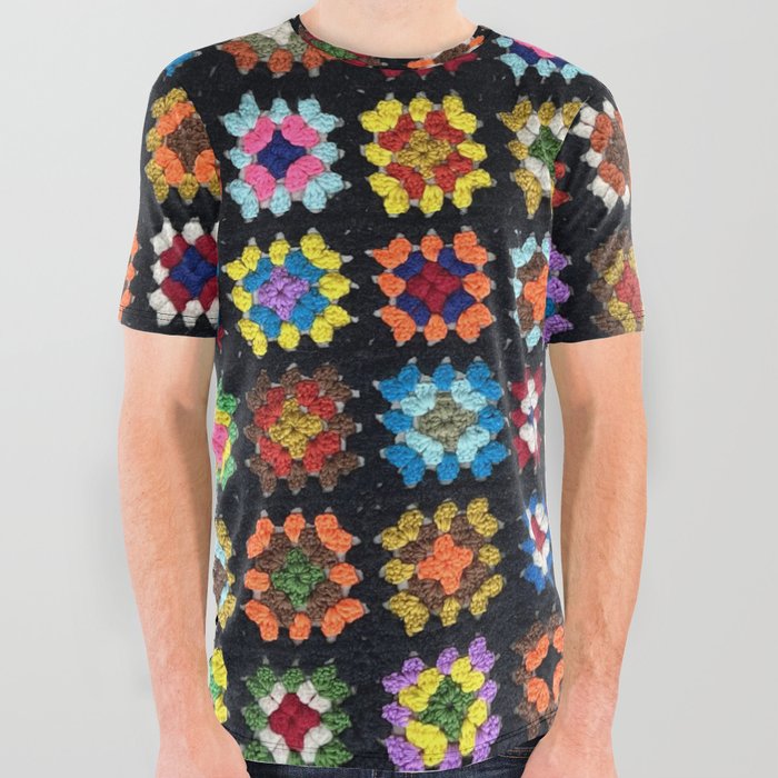 Crochet Granny Squares // Bright All Over Graphic Tee
