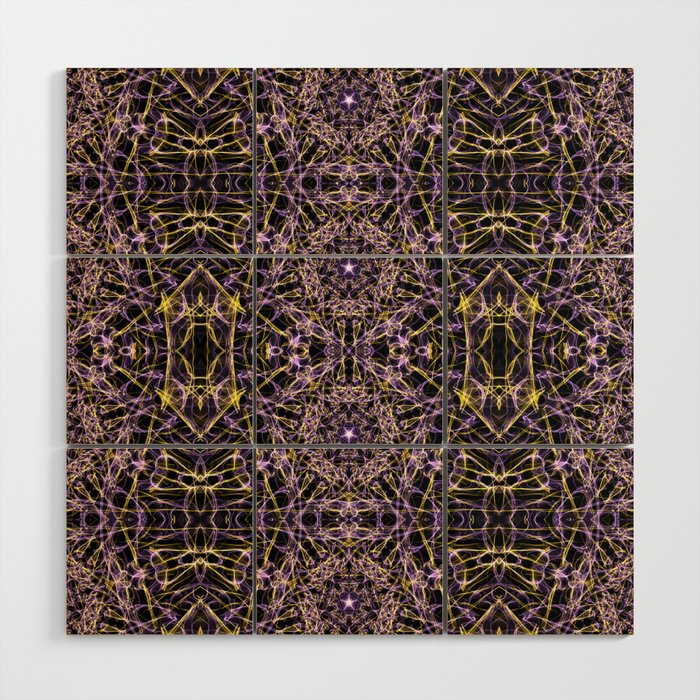 Liquid Light Series 57 ~ Purple & Yellow Abstract Fractal Pattern Wood Wall Art