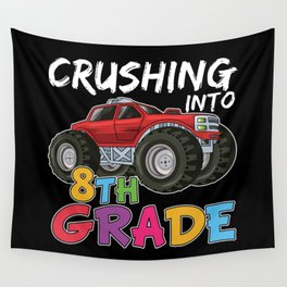 Crushing Into 8th Grade Monster Truck Wall Tapestry