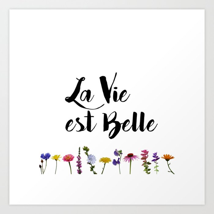 La vie est belle with Flowers Art Print