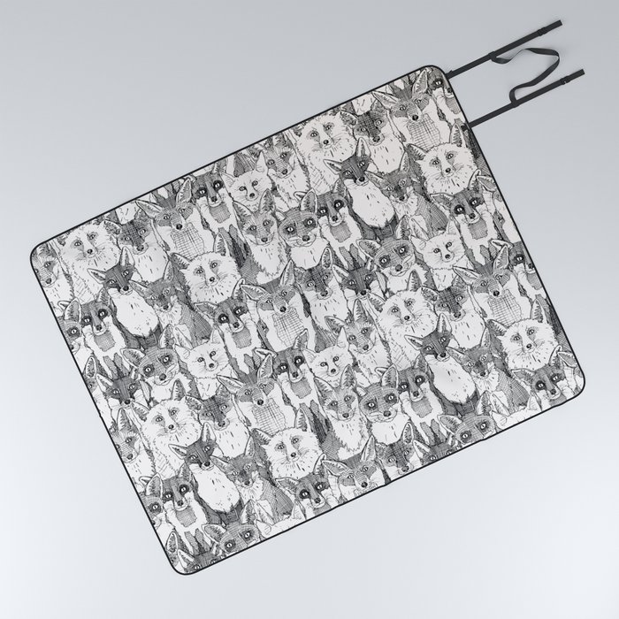 just foxes black soft white Picnic Blanket