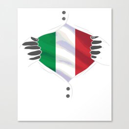 Italy's country flag under a ripped shirt  Canvas Print