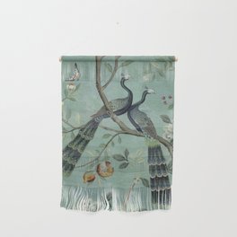 A Teal of Two Birds Chinoiserie Wall Hanging
