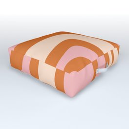 Tiki Abstract Minimalist Mid-Century Modern Pattern Pink Orange Cream Outdoor Floor Cushion