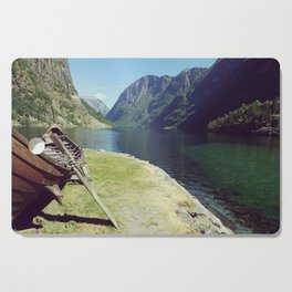 Viking wooden boat by the fjord in Norway | Ancient Scandinavia Cutting Board