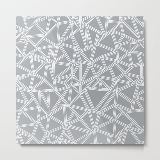 Shattered Ab Grey and White Metal Print