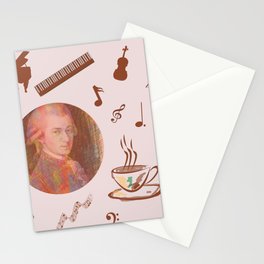 Coffee is a human right for a musician - on a pink background Stationery Card