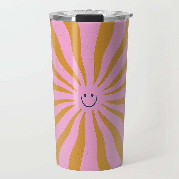 Cute Retro Sun Face  Travel Mug