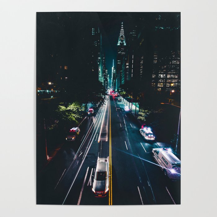 New York City Night Life (Color) Poster