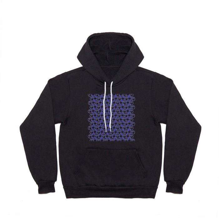 Blue and White Geometric Pattern With Palm Trees Hoody
