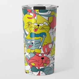 Funny doodle colorful cats.Seamless pattern Travel Mug