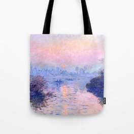 Claude Monet "Sunset on the Seine at Lavacourt. Winter Effect" Tote Bag