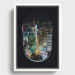 New York City Skyline Night Framed Canvas
