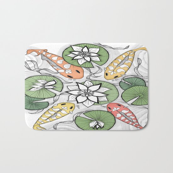 Koi Pond Gathering Bath Mat