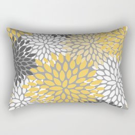 Modern Elegant Chic Floral Pattern, Soft Yellow, Gray, White Rectangular Pillow