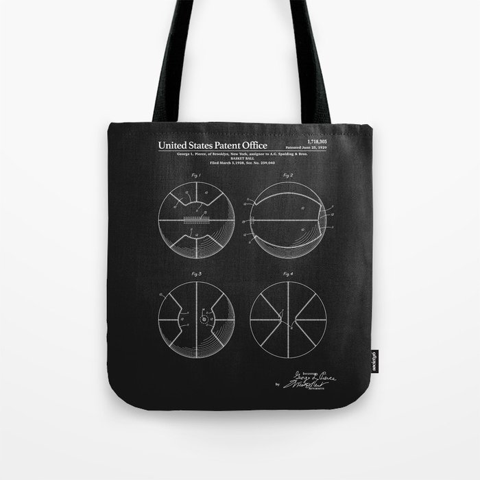Basketball Patent - Black Tote Bag