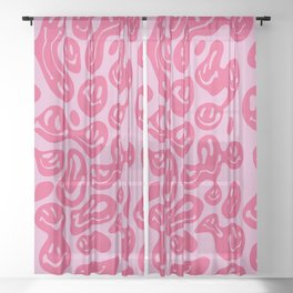 Hot Pink Dripping Smiley Sheer Curtain