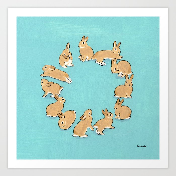12 rabbits Art Print