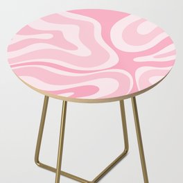 Modern Retro Liquid Swirl Abstract in Pretty Pastel Pink Side Table