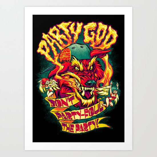 PARTY GOD (red) Art Print