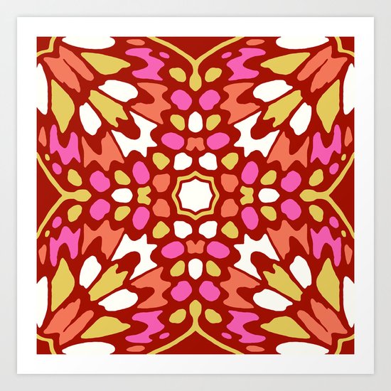 Butterfly Red Pink Combo Art Print