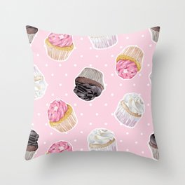 Pink Cupcakes Throw Pillow