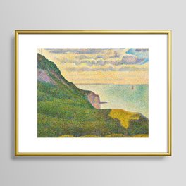 Seascape at Port-en-Bessin, Normandy, 1888 by Georges Seurat Framed Art Print | Georgesseurat, Shoreline, Yacht, Provence, Post Impressionist, Clouds, Island, Bay, Frenchartist, Seurat 