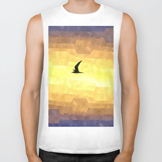 Abstract Seagull Flight Biker Tank