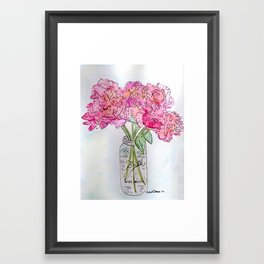 Ink and Wash Peonies Framed Art Print