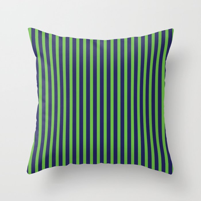 Navy and green stripes Throw Pillow