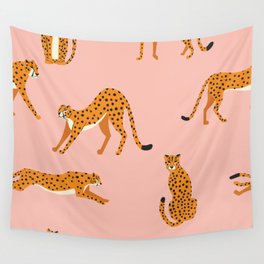 Cheetahs pattern on pink Wall Tapestry