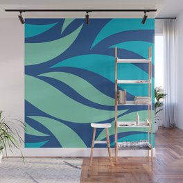Luxury abstract ocean waves minimal pattern - Turquoise Surf and Aqua Wall Mural