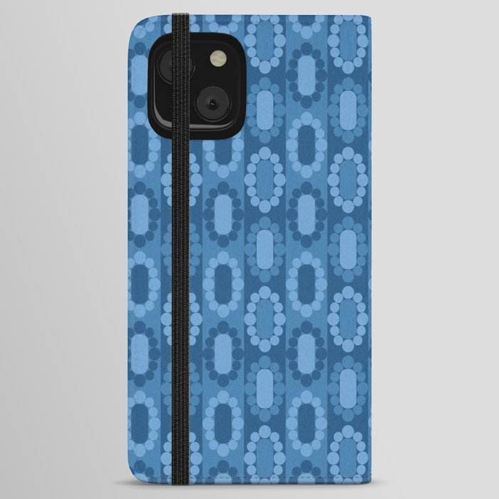 Abstract Geometric Flower Jewels in Blue iPhone Wallet Case
