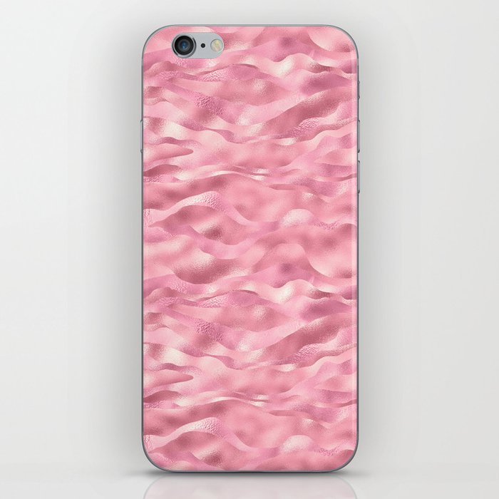 Glam Pink Metallic Waves Texture iPhone Skin