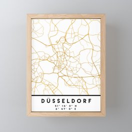 DÜSSELDORF GERMANY CITY STREET MAP ART Framed Mini Art Print