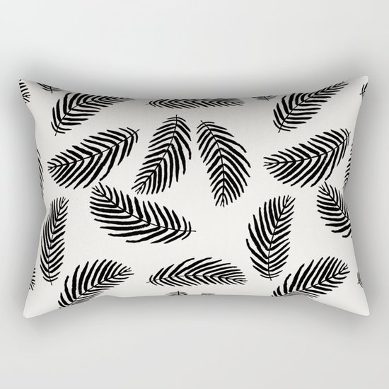 Palm trees black and white tropical minimal ocean seaside socal beach life pattern Rectangular Pillow